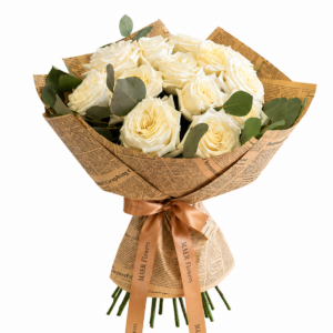 Buchet 15 Trandafiri Premium cu Eucalipt | MAER Flowers
